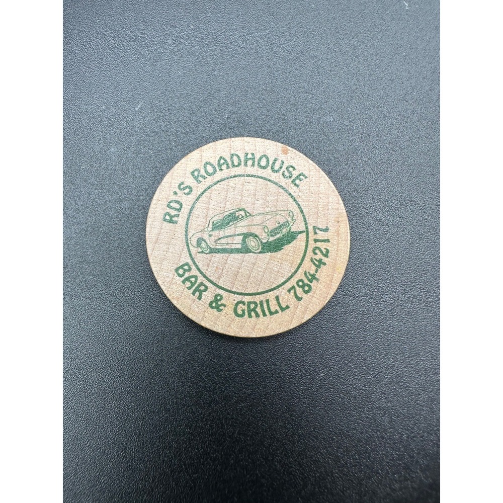 Vintage RD's Roadhouse Bar & Grill Wooden Token Good For‎ One Bottom Shelf Drink